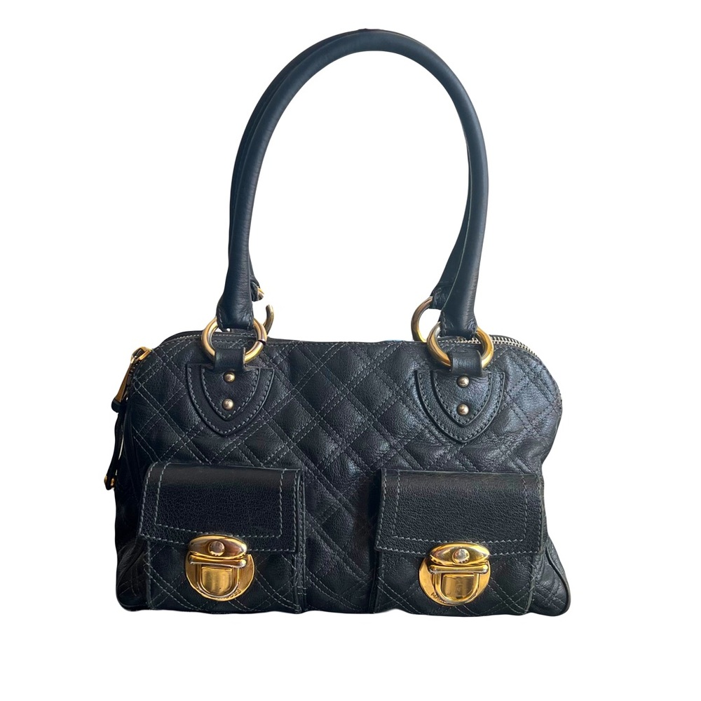 Marc Jacobs Blake Quilted Pebbled Leather Purse in Black with Gold Hardware